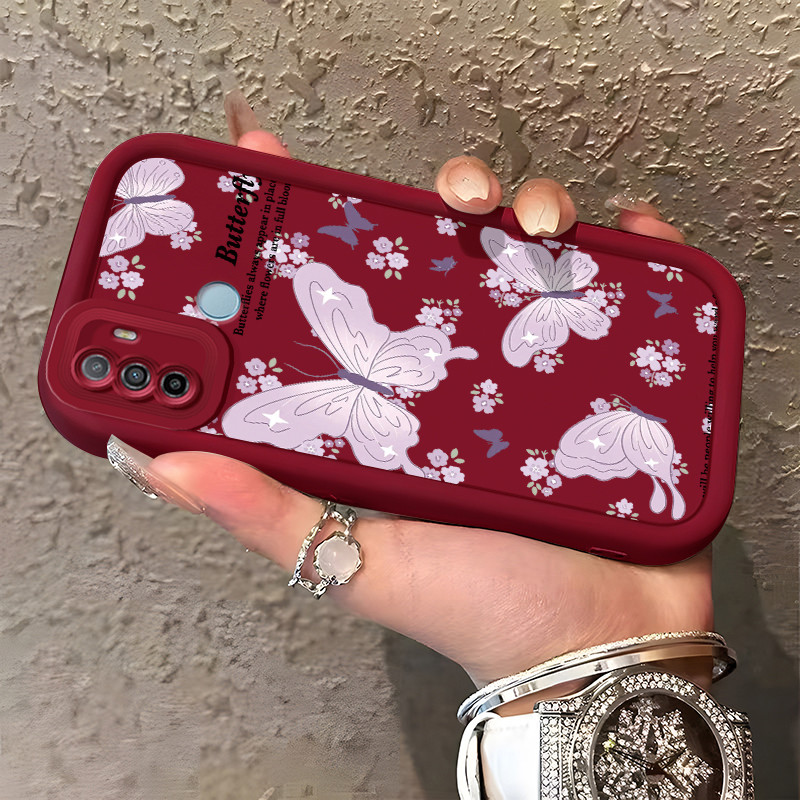 Casing Hp untuk OPPO A53 A53s A32 A33 2020 A11s Case Kupu-kupu ungu Kasing ponsel Cesing Scrub Silik