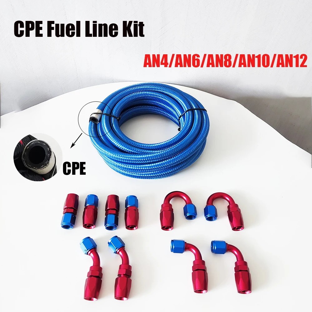 AN4/AN6/AN8/AN10/AN12Universal Braided Oil Fuel Line Hose Kit CPE Oil Gas Stainless Steel Filler