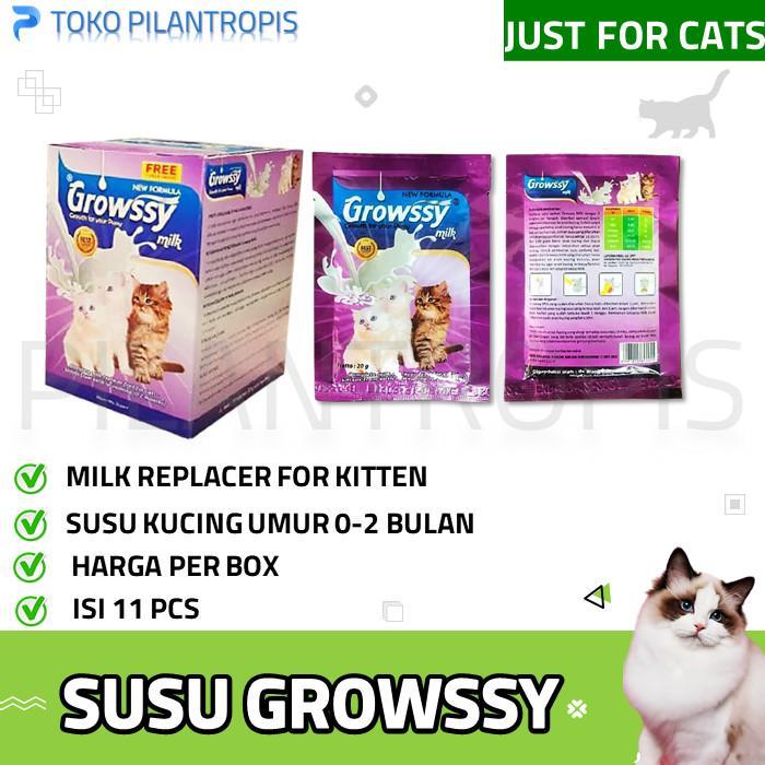 SUSU GROWSSY 1 BOX GROWSY SUSU BAYI KUCING BARU LAHIR 0-2 BULAN KITTEN