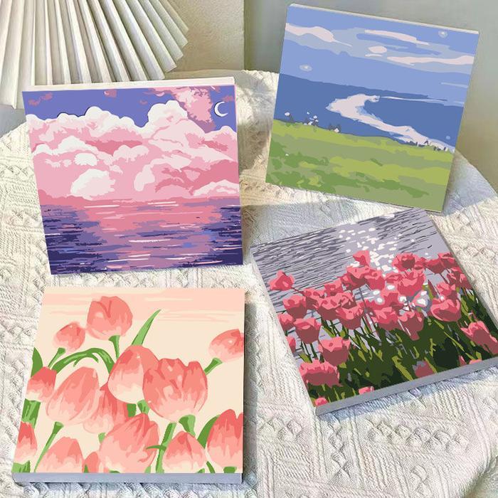 "New" With Frame / Paint by Number / DIY Canvas Acrylic Paint / Painting kit / Deco Colouring art
