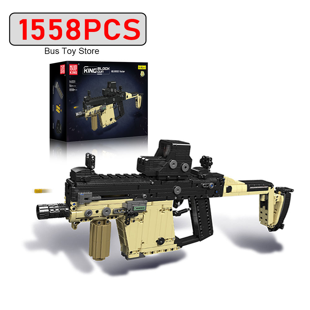MOC Ww2 Military Gun Series KRISS Vector Gun Model Building Blocks Can Shoot Bullet Weapon Bricks