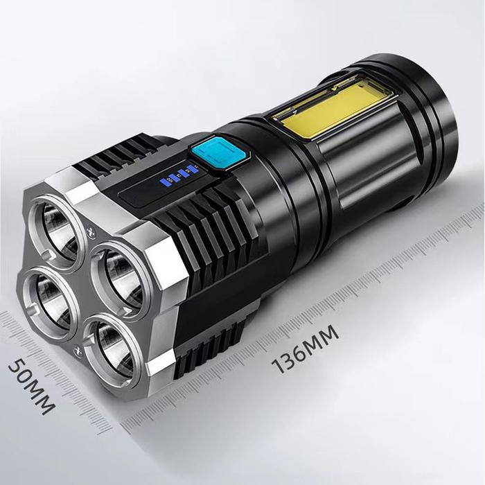 Lampu Senter Led 4 Mata-Senter Led Chargeable-Senter Cas Led