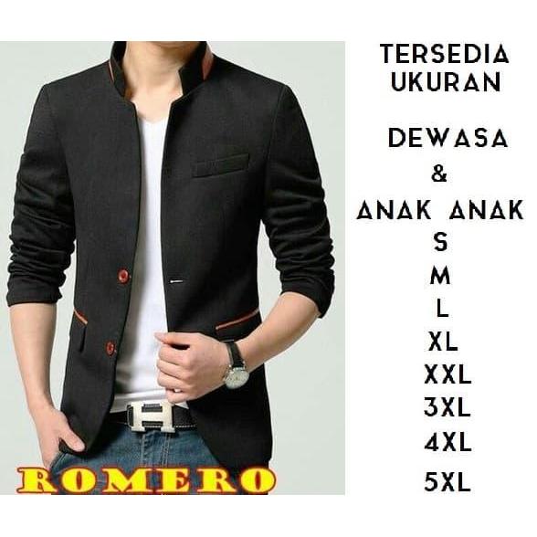 BANYAK UKURAN Blazer pria hitam kancing merah korea slim anak dewasa