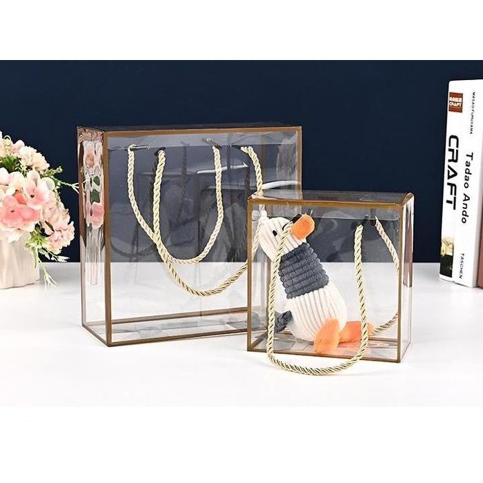 Kotak Plastik Mika Gagang Tali Kotak Kado Hampers Kotak Souvenir Kotak Bingkisan Kotak Kado