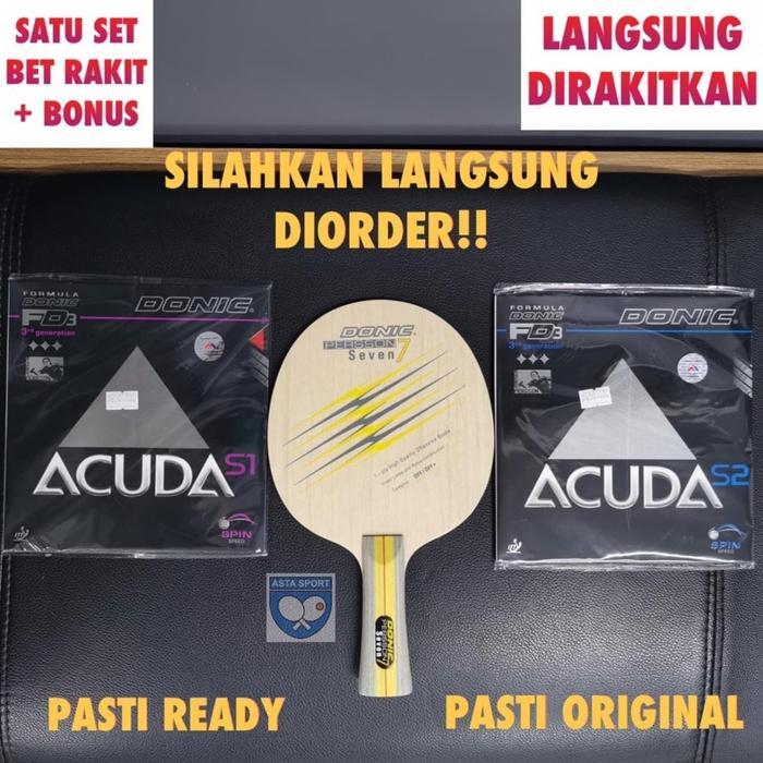 BAT PINGPONG DONIC PERSSON SEVEN + KARET DONIC ACUDA SET