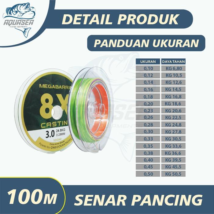 Caldari Fishing - Aquasea - Tali Pancing Megabarra 100Meter Japan Pe Nilon 8X 100M 8 Helai