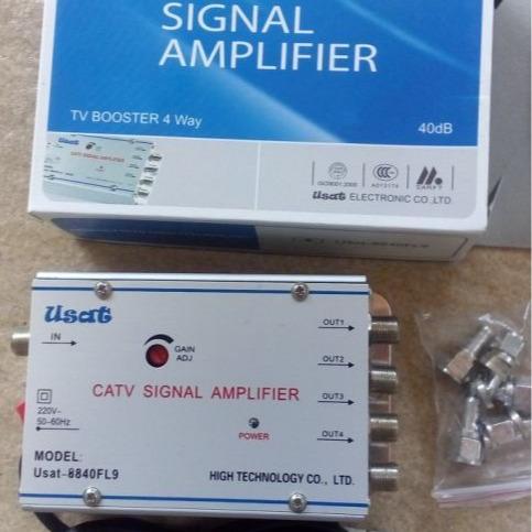 Booster Antena Tv / Catv Signal Amplifier Splitter 4 Way 40Db - Penjernih Siaran Tv Antenna Terbaik