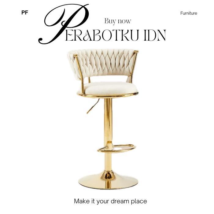 KURSI BAR GOLD MEWAH BANGKU TINGGI KURSI CAFE BARSTOOL KURSI BAR PUTAR - KREM