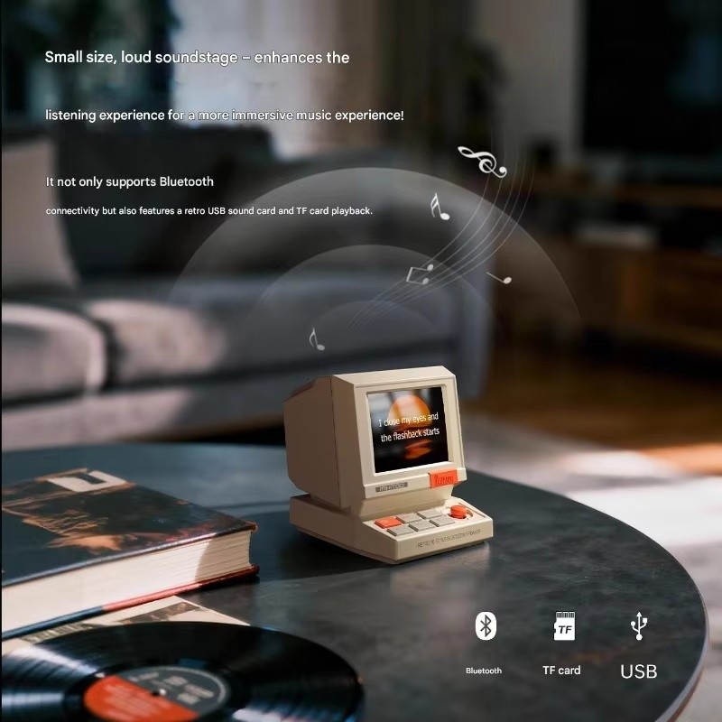 Divoom Minitoo Bluetooth Speaker with TF Card And USB Cable Small Smart Alarm Clock Retro Desktop