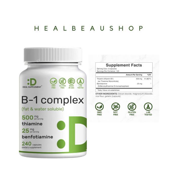 Deal Vitamin B1 Complex Thiamine 500Mg Benfotiamine 25Mg 240Caps Ori Usa