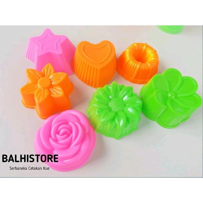 12pcs Cetakan Kue Bunga Plastik Food Grade Cetakan Jelly Puding Cetakan Kue Talam Plastik