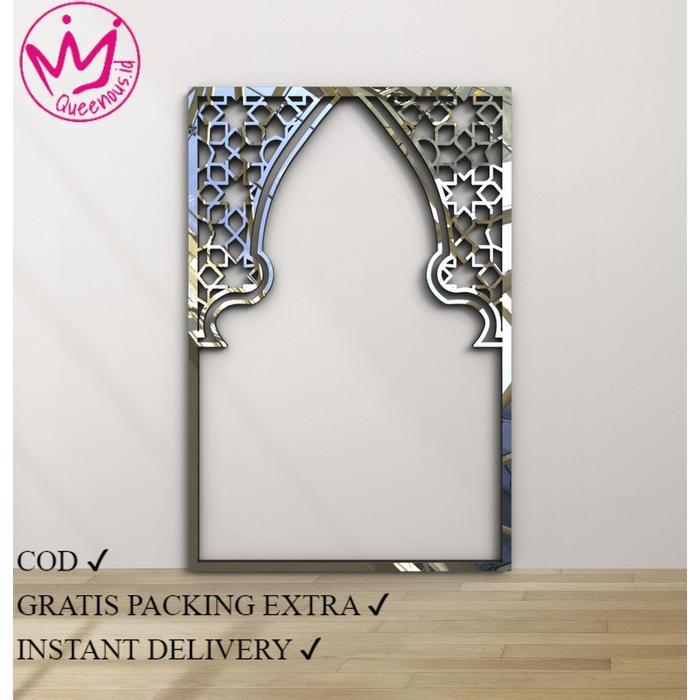 Akrilik Hiasan Dinding "MIHRAB" Ornamen Masjid/Musholla Aesthetic Custom Ukuran Besar & Warna