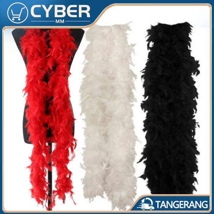 2m Selendang Bulu Ayam Karnaval Pesta Syal Bulu Ayam Bulu Kalkun Ready