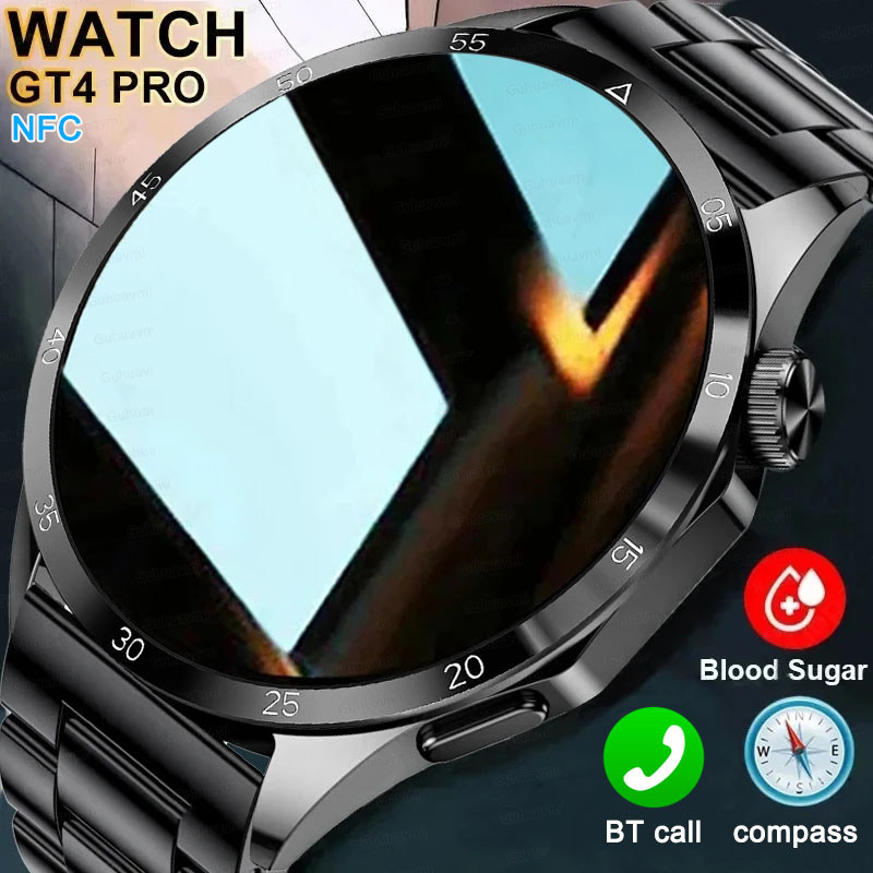 Watch Men For   GT4 Pro Smart Watch NFC GPS Tracker  HD Screen Heart Rate Bluetooth Call SmartWatch 