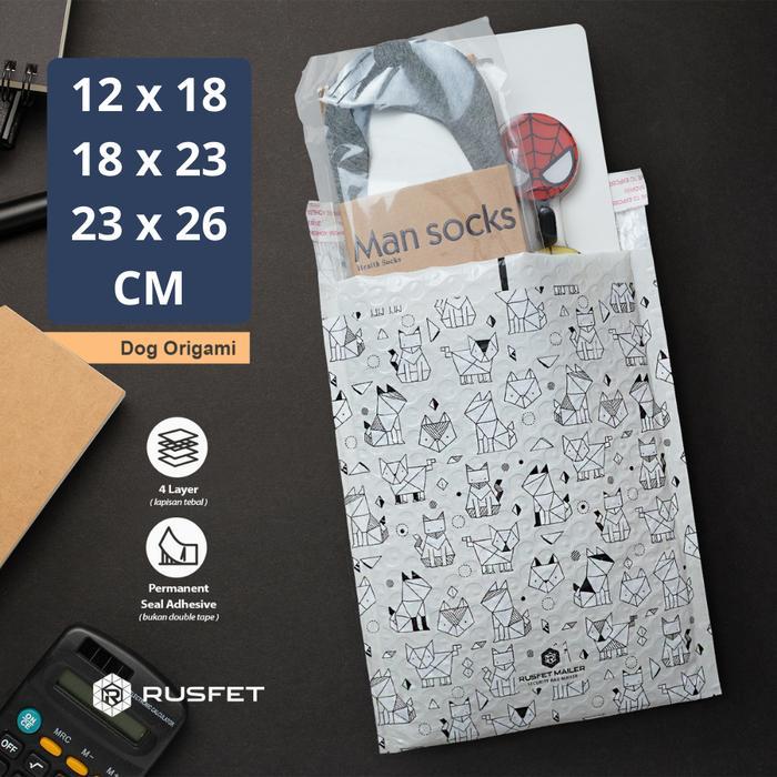 Amplop Bubble Mailer Rusfet Dog Origami Kantong Buble Wrap Bag