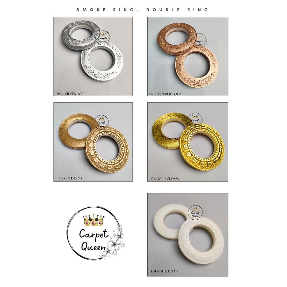 SMOKERING GORDEN DOUBLE RING BERANEKA MOTIF
