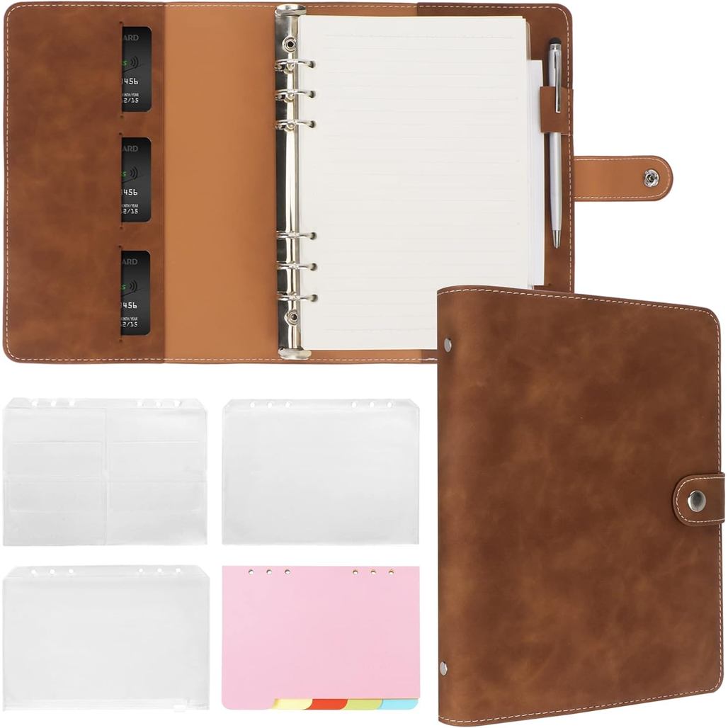 New Leather A5 Binder 6 Ring Binder Notebook - Pu Leather Refillable Notebook With Binder Pockets,