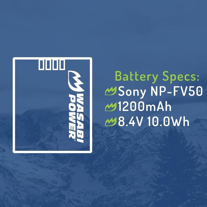 Wasabi Power Battery & Charger For Sony Np-Fv50 Np-Fv40 Np-Fv30 Npfv50 Npfv40 Npfv30 Np Fv50 Fv40