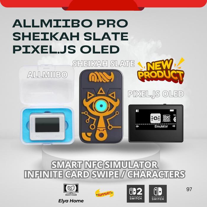 TERLARIS Amiibolink Allmiibo Pro Sheikah Slate Pixel.js OLED - Emulator NFC Modern dengan