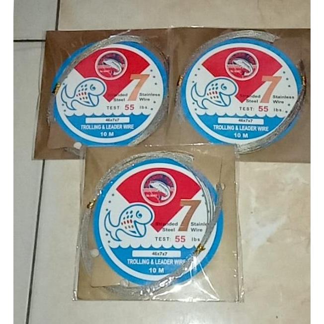SIAPKIRIM Kawat Neklin Trolling Leader Wire 7x7 Uncoated Scale Golden Fish 55lb READY STOCK