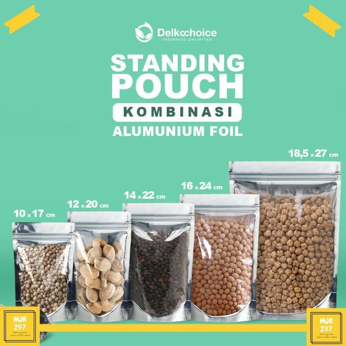 Plastik Standing Pouch Plastik Klip Kemasan Makanan Kombinasi Silver