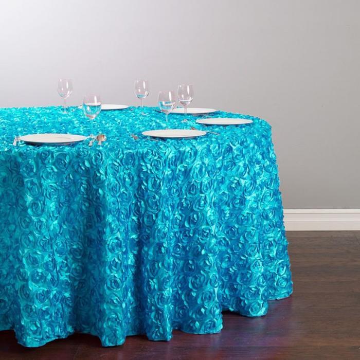 Kain Backdrop Taplak Meja Satin Rosette Decoration Cloth - Blue