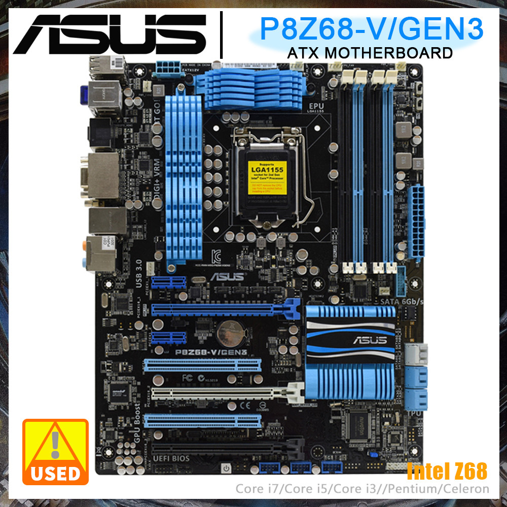 ASUS P8Z68-V/GEN3 Motherboard LGA 1155 Support i5-3570K i5-3470 i7-3770K i3-3220 2100 CPU DDR3