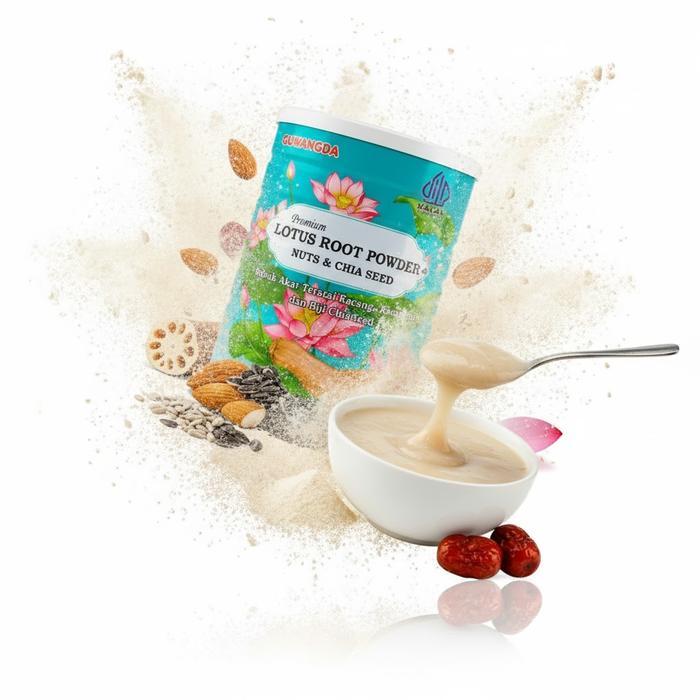 "New" Oufen Lotus Root Powder Chia SEED NUTS Bubur akar teratai Almond Kurma Merah Bubuk Minuman