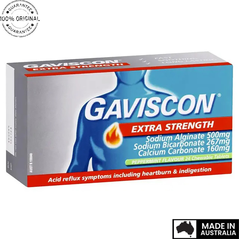 Aussie Original Gaviscon Extra Strength Peppermint Flavour 24 Tablets
