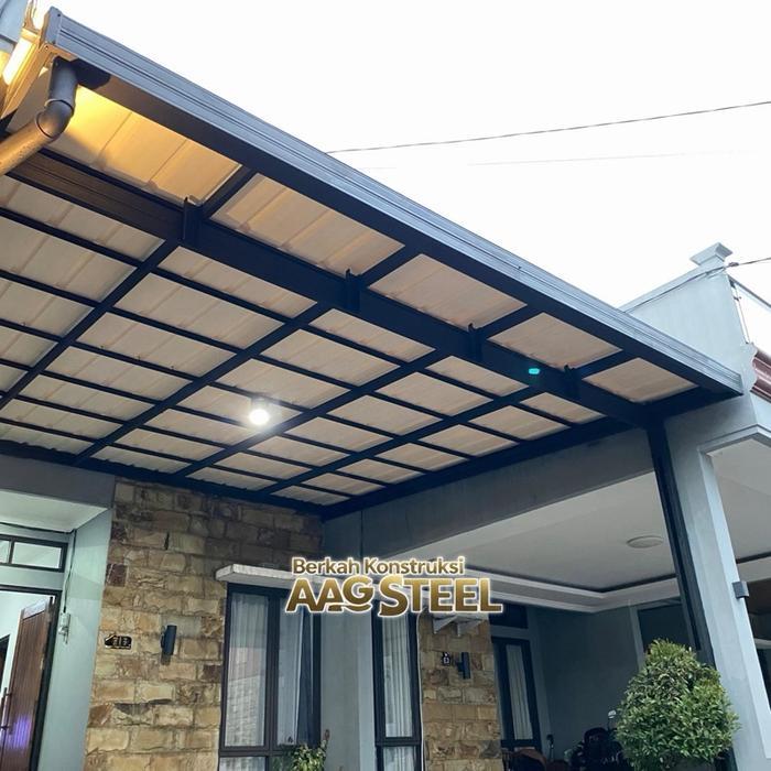 Kanopi alderon rs doble lis dan talang cnp 0,75 reng 0,45mm Minimalis Baja Besi