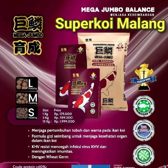 Mega Jumbo Balance 1KG Super Grow Color Warna Pertumbuhan Growth Colour Pakan Ikan Koi Import 1 KG