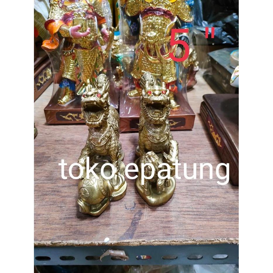 patung kilin / qilin / kirin / qi lin - kuningan - 5 inch - 02