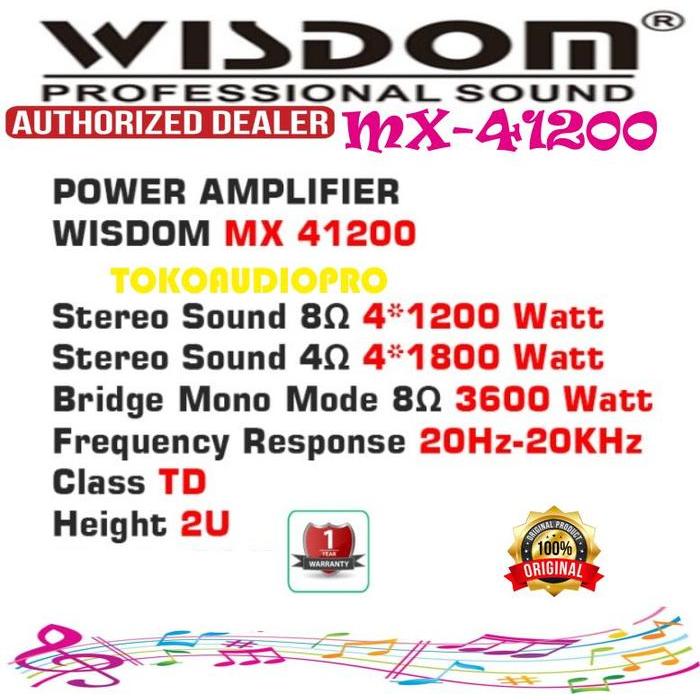 Wisdom Mx41200 4-Channel Power Amplier Wisdom Mx-41200 Kelas Td Co