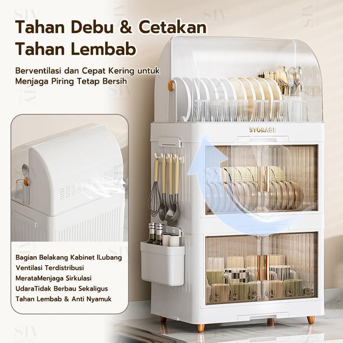 50cm BesarSIV Rak Piring Plastik Tertutup Rak Pengering Piring Lipat Rak Cuci Piring Rak Mangkok