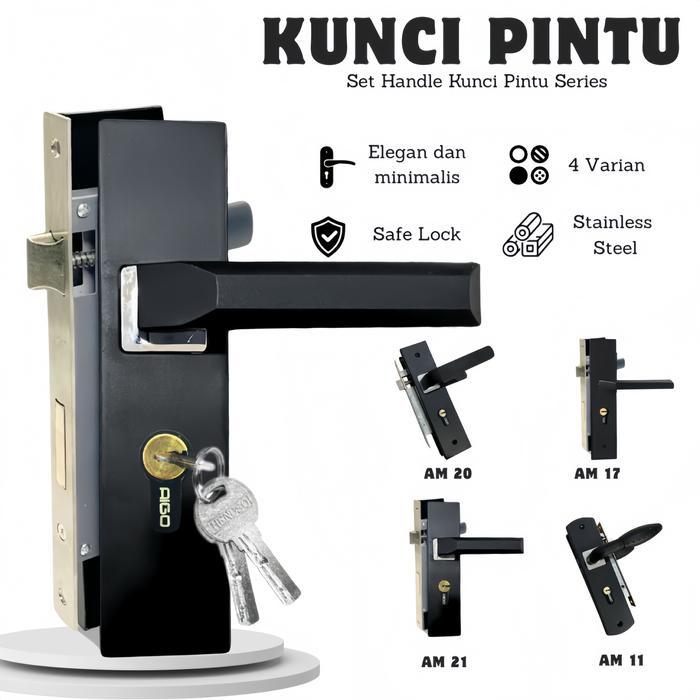 Handle Set Kunci Pintu/Gagang Kunci Pintu / Handle Pintu Komplit Ukuran Tanggung / Tanggung 20 cm