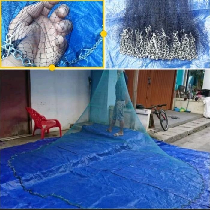 Jala Lempar Bahan Nilon 9 Feet Tinggi 2,5 Meter Untuk Ikan Dan Udang Siap Pakai