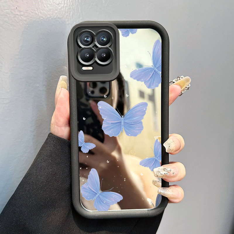 Casing Hp Untuk Realme 8 4G 8 5G 8 Pro 8s 5G Q3 Q3i V13 5G Narzo 30 5G Case Kupu-kupu Biru Surgawi K