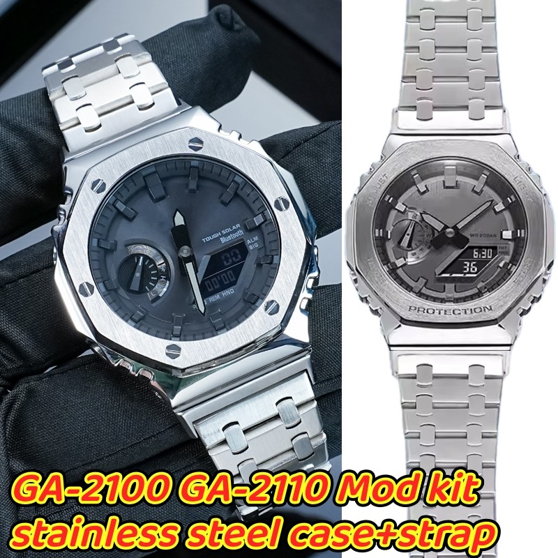 Ga2100 Kit Stainless Steel Case+Strap For Casio G-Shock Ga-2100 Ga-2110 Ga-B2100 Ified Solid Metal