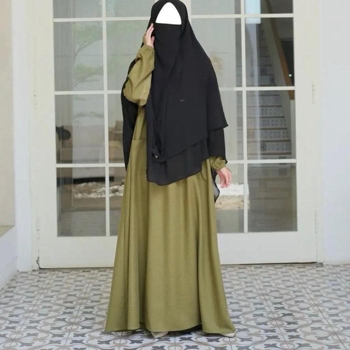 gamis syar'i polos dewasa bahan katun madinah