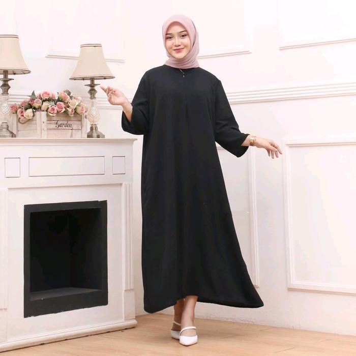 HOMDRES MIDI LD 140 150 LENGAN 7/8 Busui GAMIS OVERSIZE GAUN SUPER JUMBO BAJU WANITA moderen Crinkle