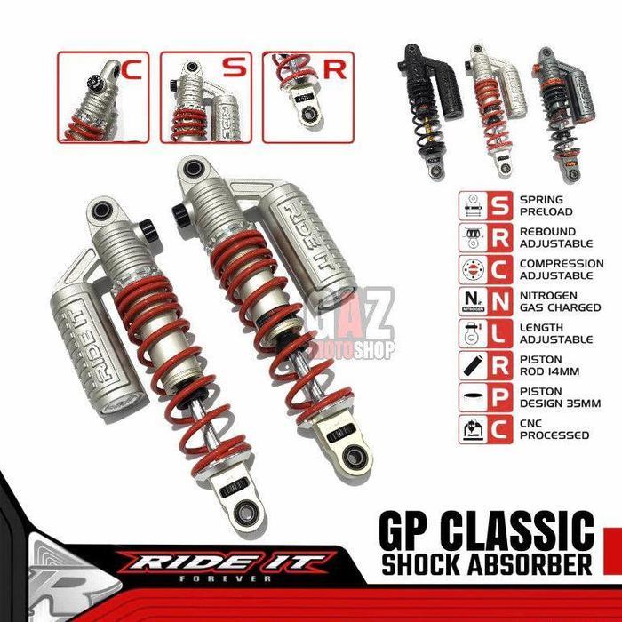 Skok Tabung KYB Ride IT GP CLASSIC DOUBLE Klik Fungsi Shockbreaker Model Kayaba 280mm 320mm 340mm