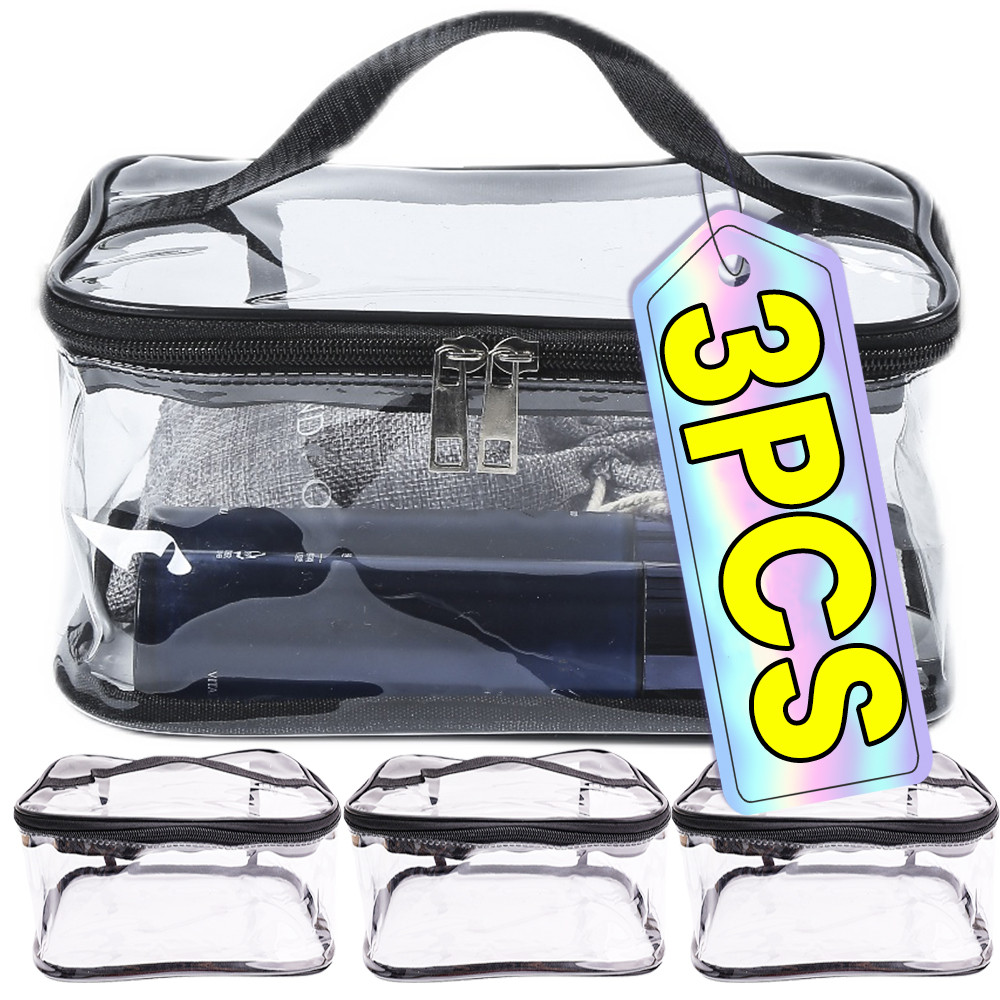 Handheld Plastic Transparent Cosmetic Bag Toy Storage Bag Large Capacity Puzzle Block Organizer PVC