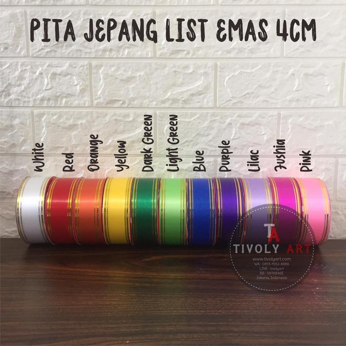 PITA JEPANG LIST EMAS 4CM / Pita Kado / Pita Plastik / Pita Souvenir