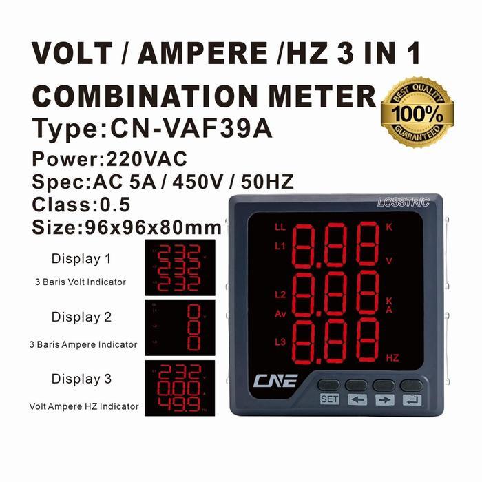 Volt / Ampere / Hz Multi Meter Digital 96X96Mm 3 Phase Power Meter
