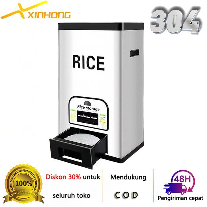 XINHONG Rice Box Tempat Beras 25 Kg Anti Bebas Kutu Wadah Penyimpanan Beras Stainless Steel Higienis