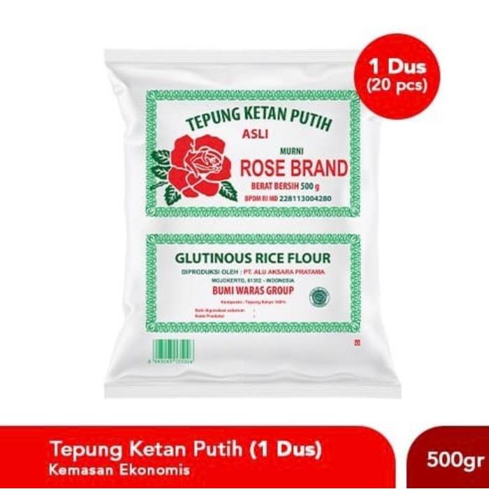 Tepung Ketan Putih Rose Brand 500 gr x 20 bks per 1 Dus/Karton 10 kg