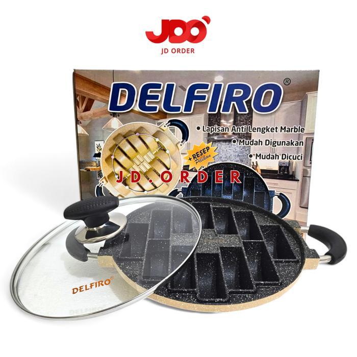 Delfiro Cetakan Kue Pukis 12 Lubang Premium, Pan Cetakan Kue Pukis Marble Kitchenware Kayu cetakan