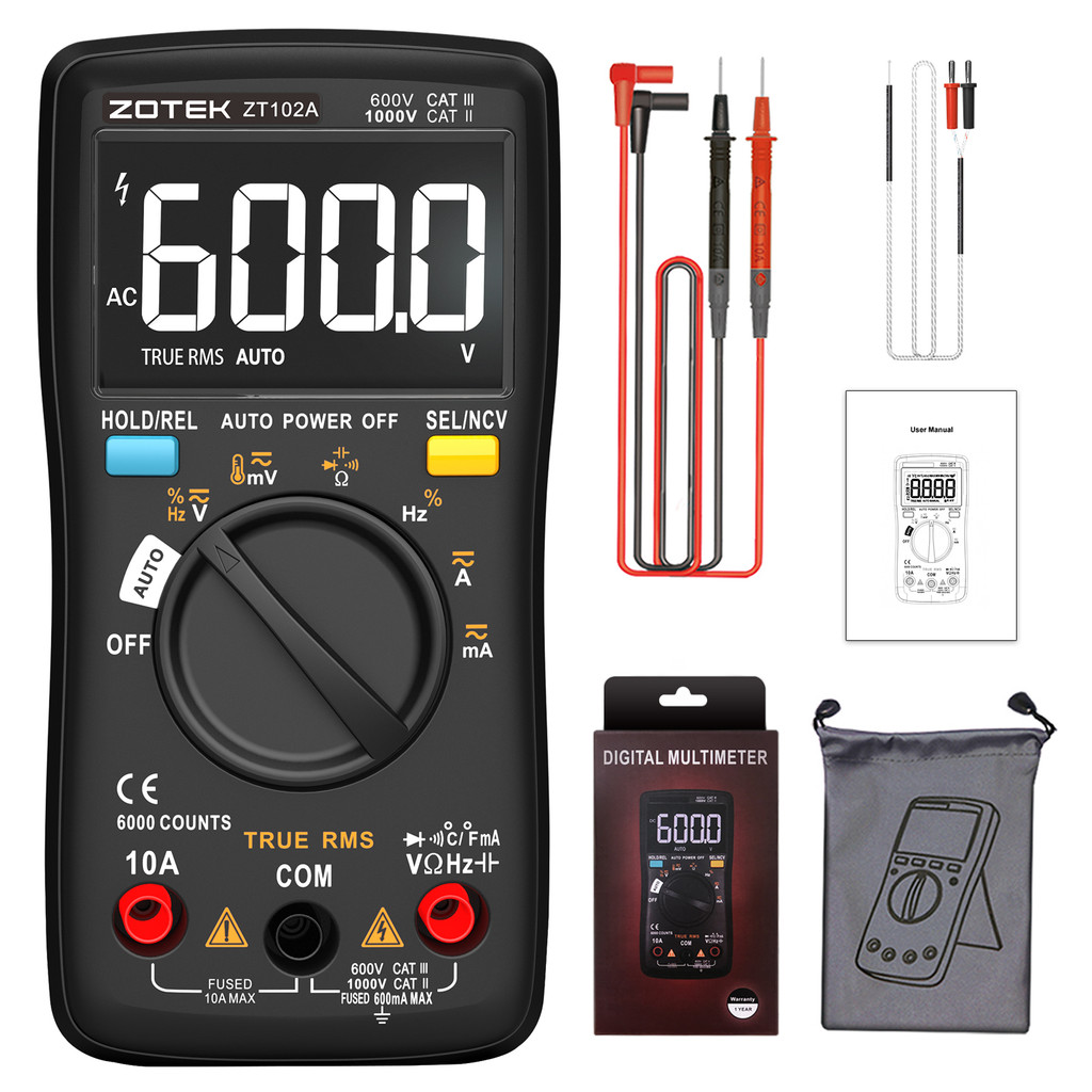 ZOTEK&ZOYI ZT-102A Digital multimeter auto ranging Multimeter Smart+Automatic Range 6000 Counts