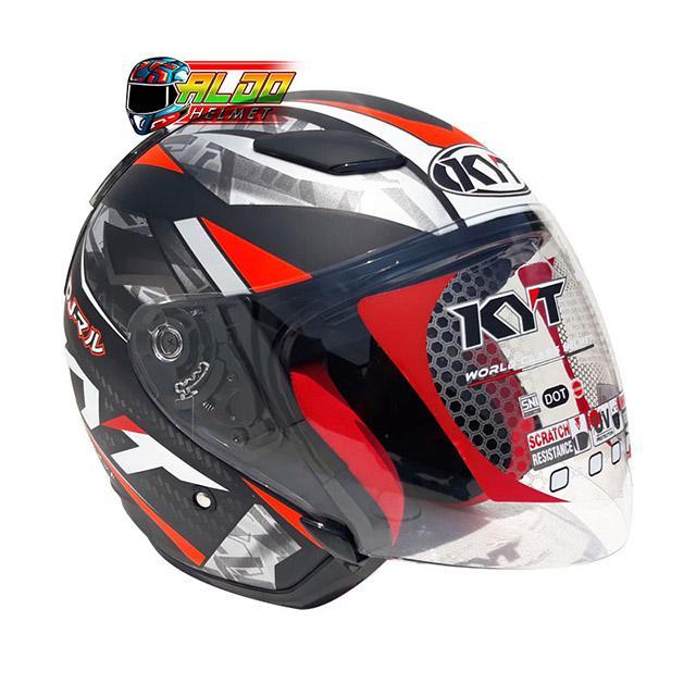HELM KYT DJ MARU MOTIF #15 BLACK DOFF RED #HELM KYT ORIGINAL #KYT HALFACE CEWEK COWOK