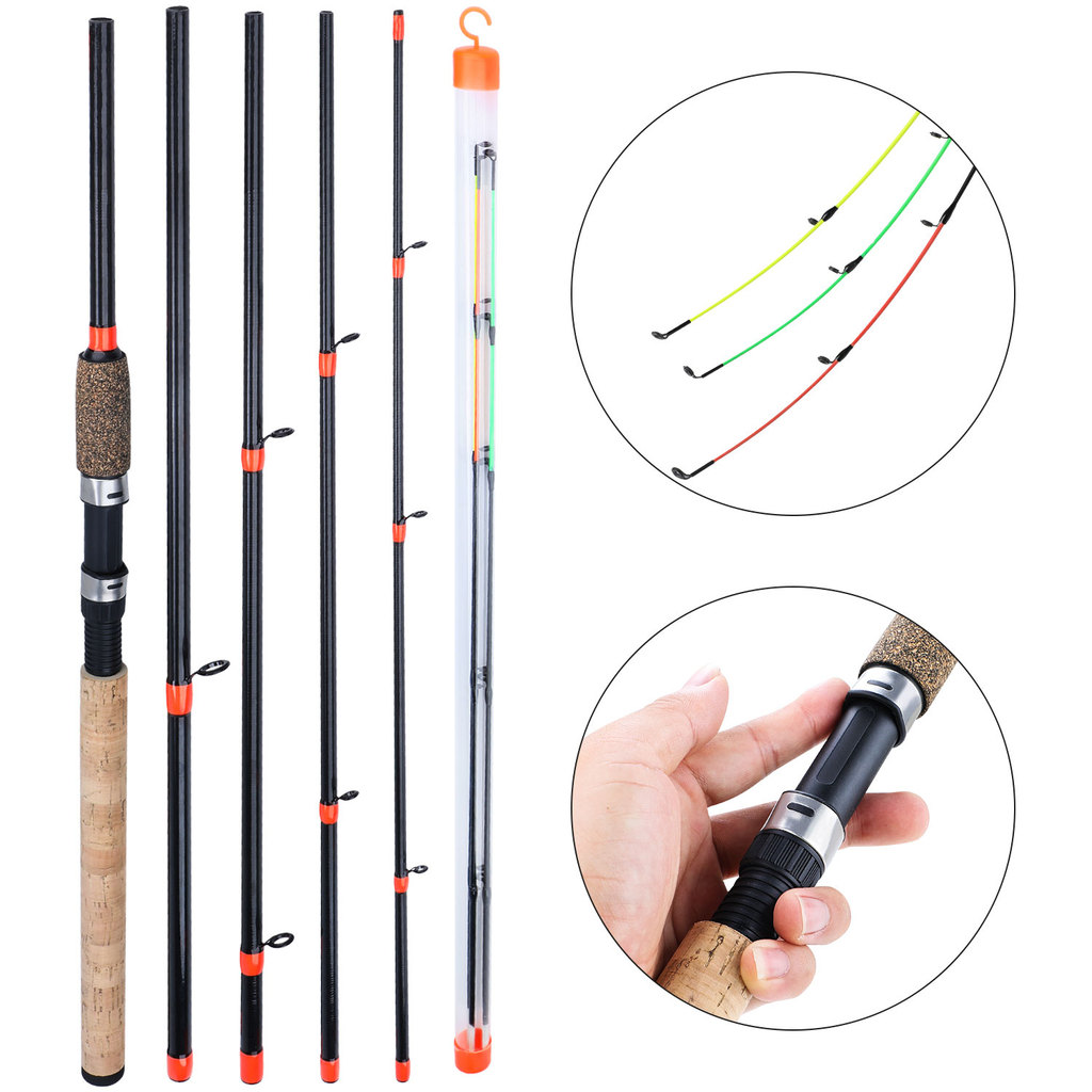Sougayilang Feeder Fishing Rod Telescopic Spinning/6 Sections Carbon Fiber Travel Rod 3.0-3.6m Pesca